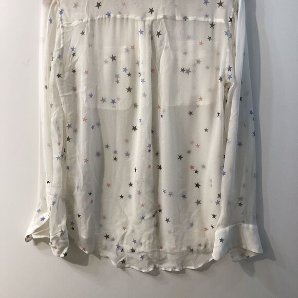Equipment Star Print Silk Blouse Women’s Size XS Long Sleeve Multicolor Button U - Picture 10 of 16